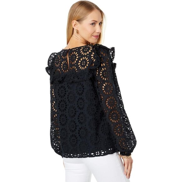 LILLY PULITZER Caroline Onyx Blank Long Sleeve Top Size XXS NEW - Picture 2 of 3